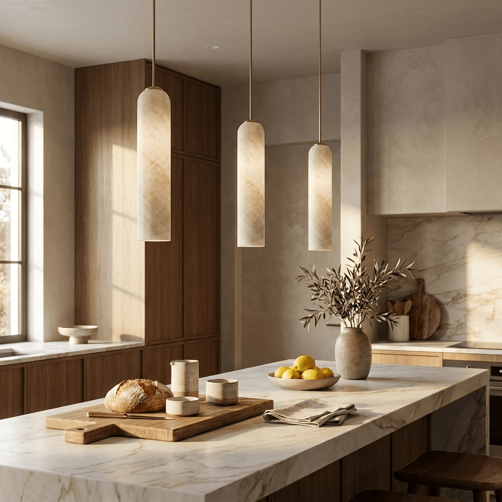 Alabaster Cylinder Pendant Light by Bling Lighting Studio