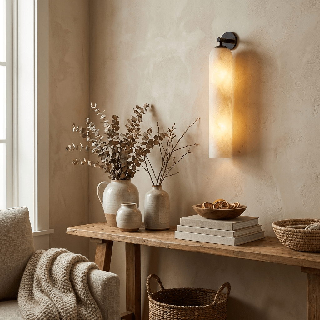Tube Alabaster Wall Sconce by Bling Lighting Studio