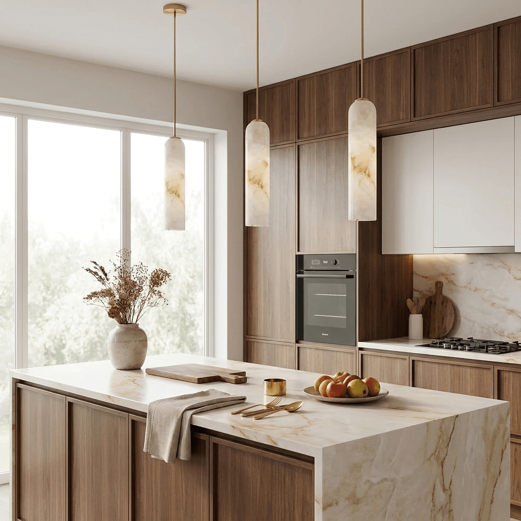 Alabaster Cylinder Pendant Light by Bling Lighting Studio