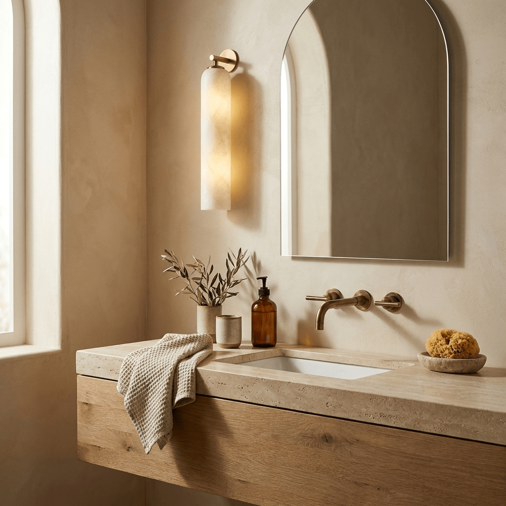Tube Alabaster Wall Sconce by Bling Lighting Studio