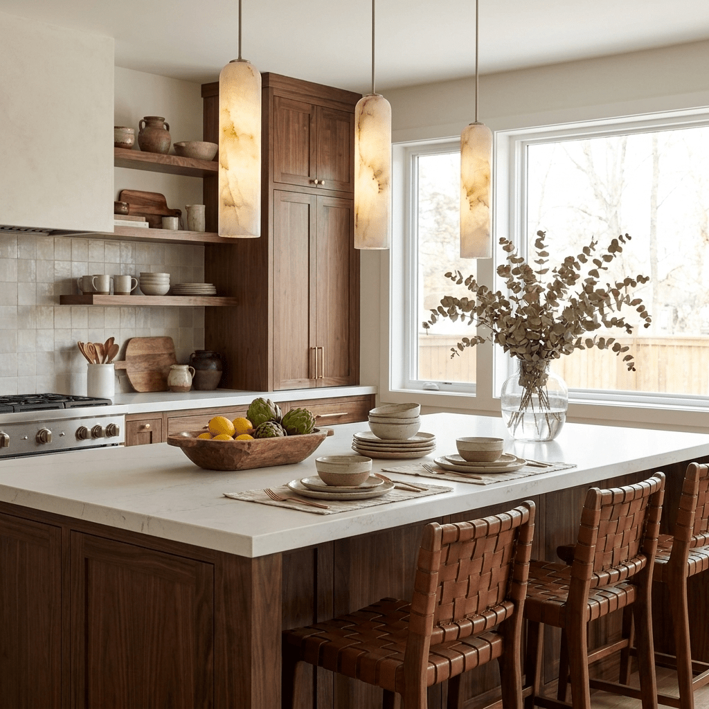 Alabaster Cylinder Pendant Light by Bling Lighting Studio