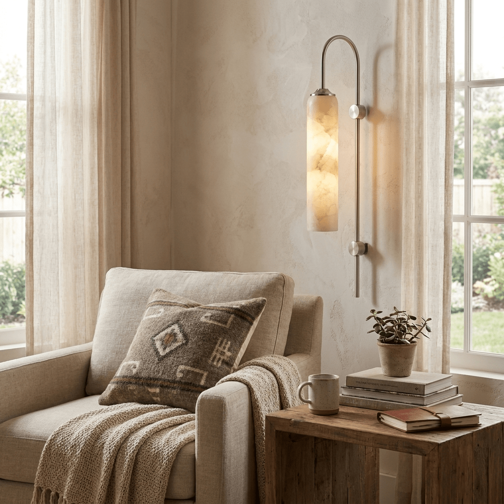 Alabaster Cylinder Wall Light by Bling Lighting Studio