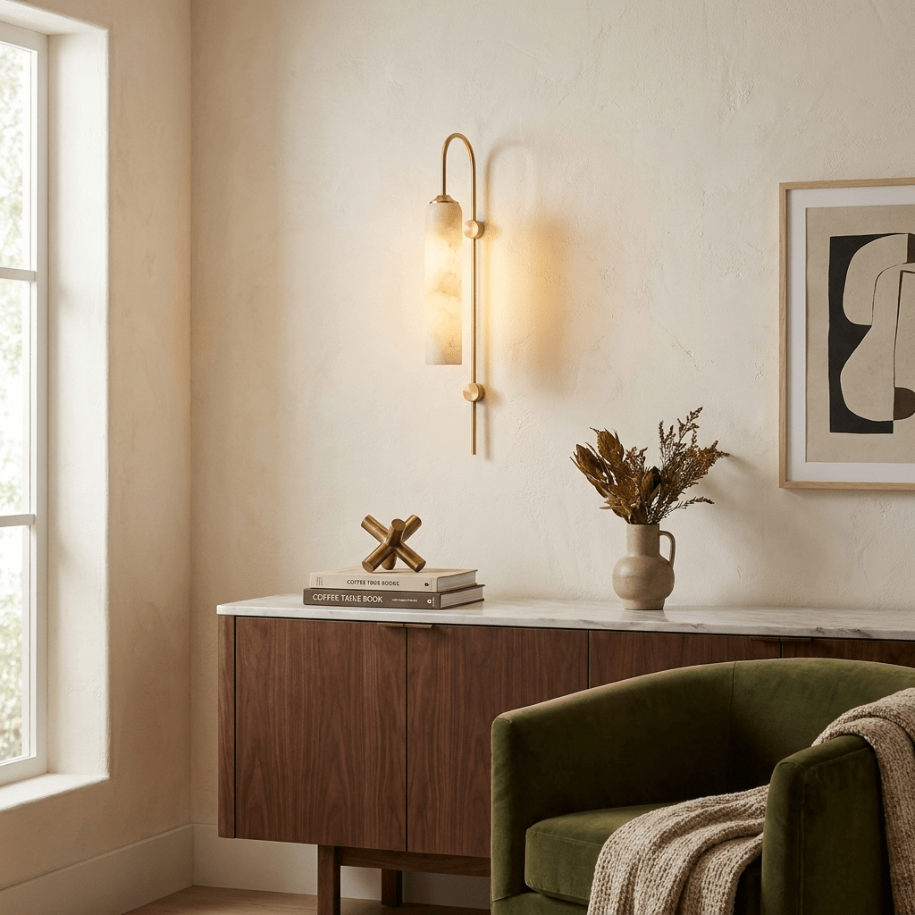 Alabaster Cylinder Wall Light by Bling Lighting Studio