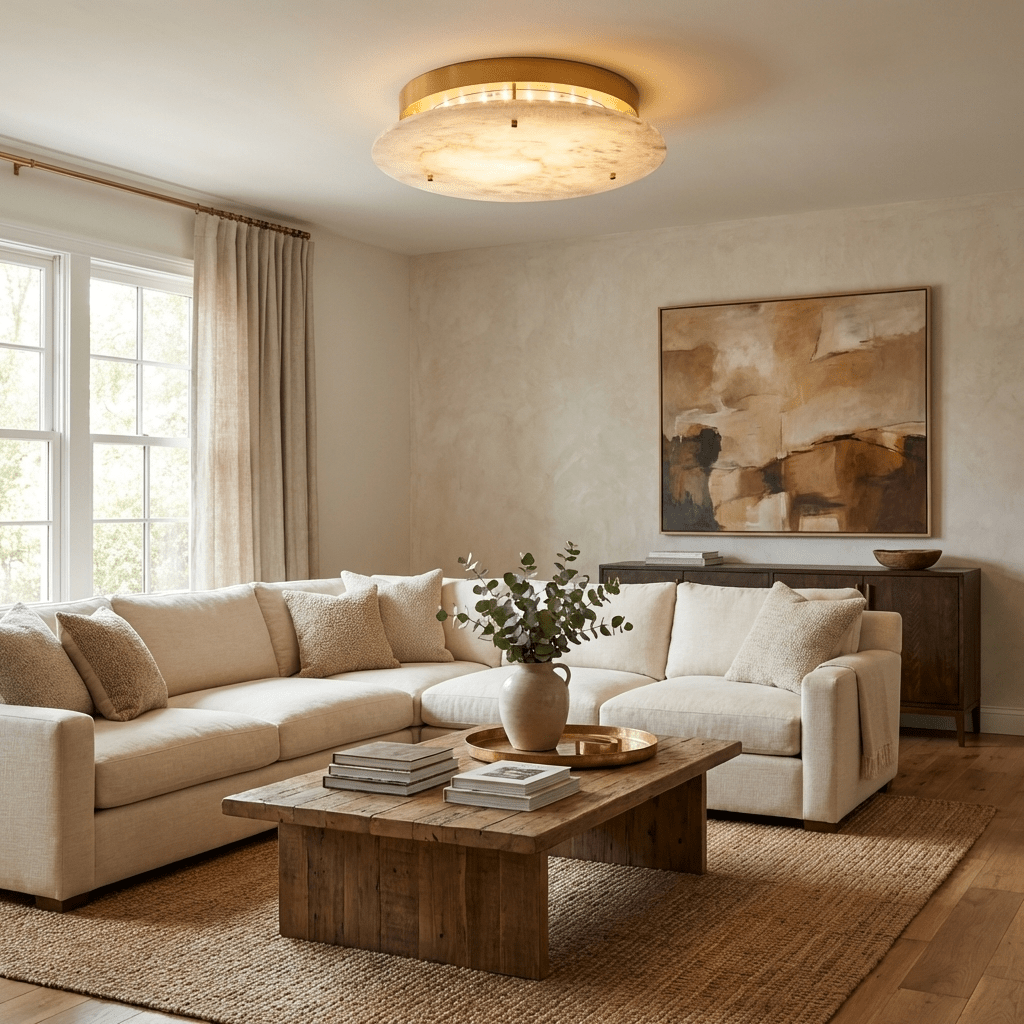 Alabaster Disc Ceiling Lamp by Bling Lighting Studio