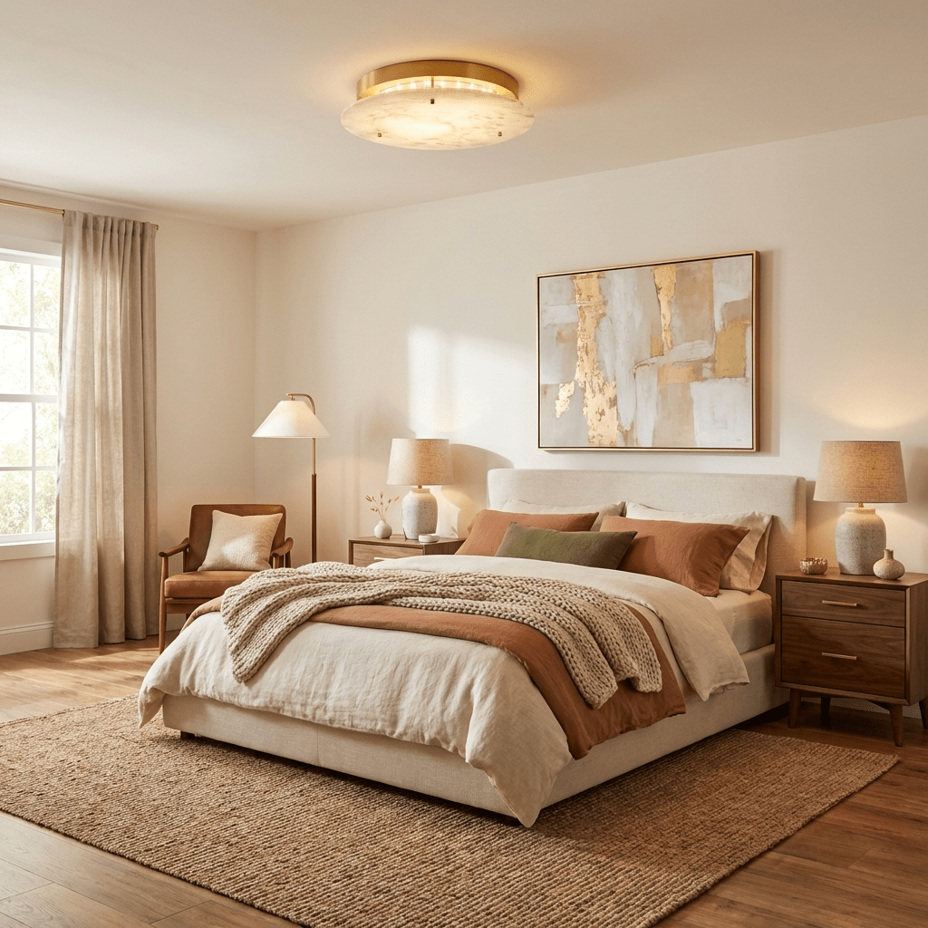 Alabaster Disc Ceiling Lamp by Bling Lighting Studio