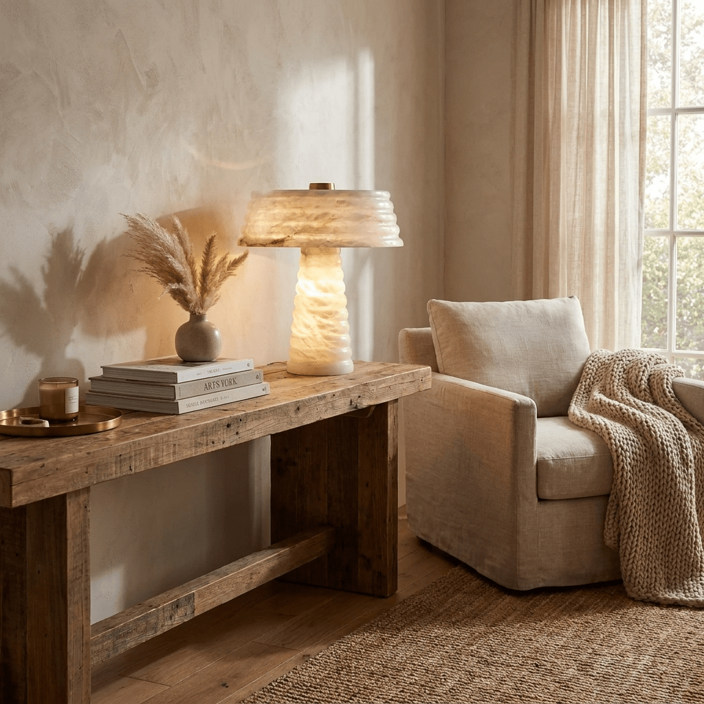 Alabaster Layered Table Lamp by Bling Lighting Studio