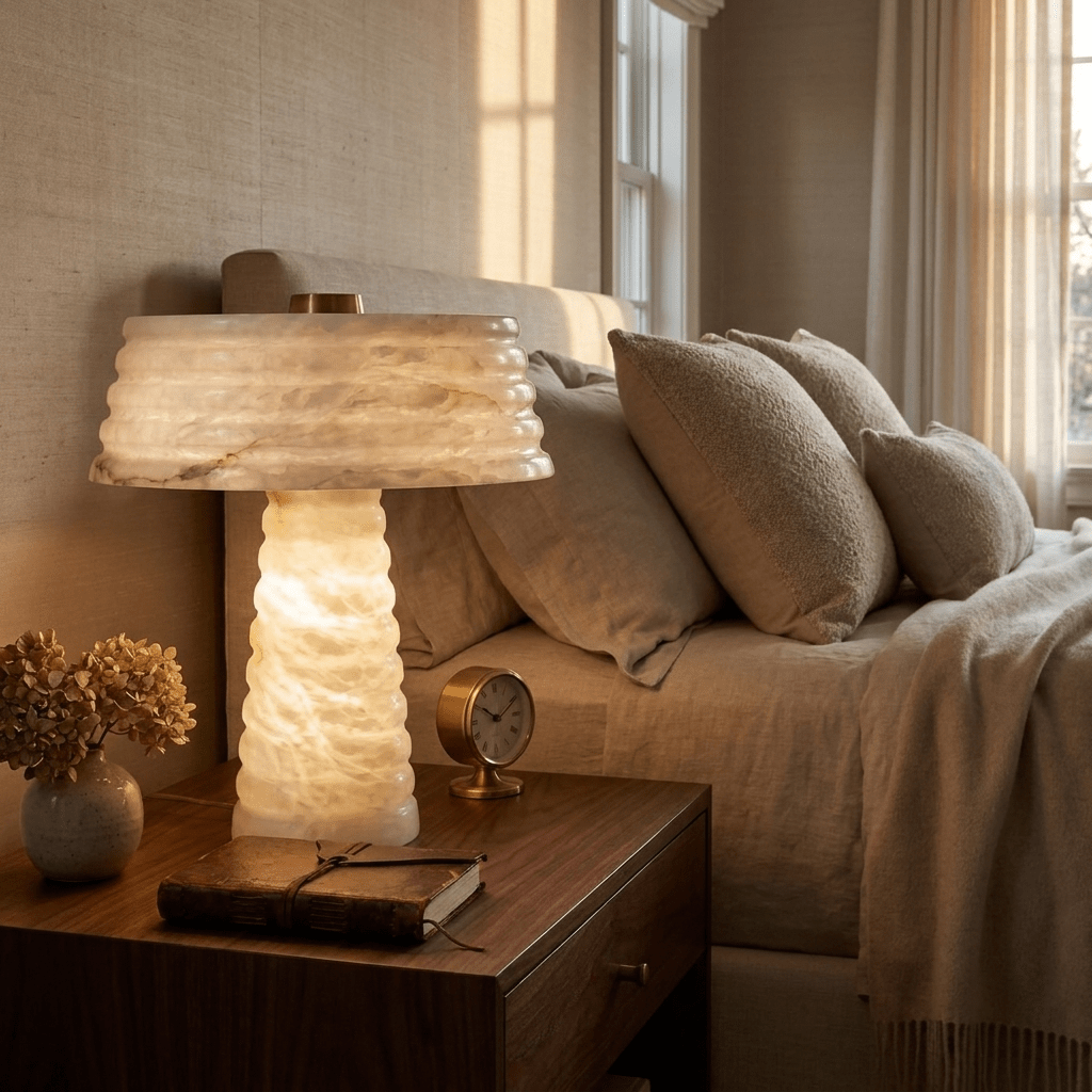 Alabaster Layered Table Lamp by Bling Lighting Studio