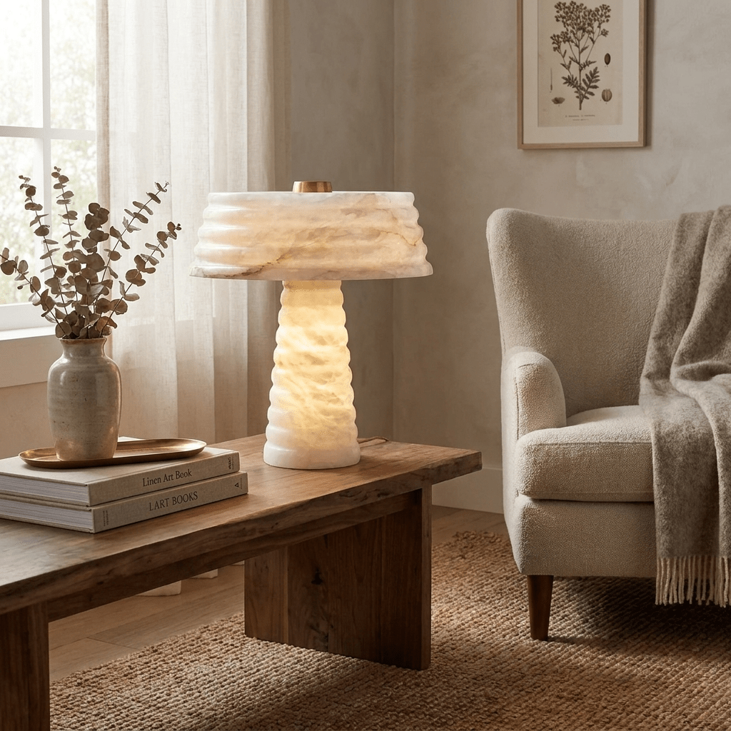 Alabaster Layered Table Lamp by Bling Lighting Studio