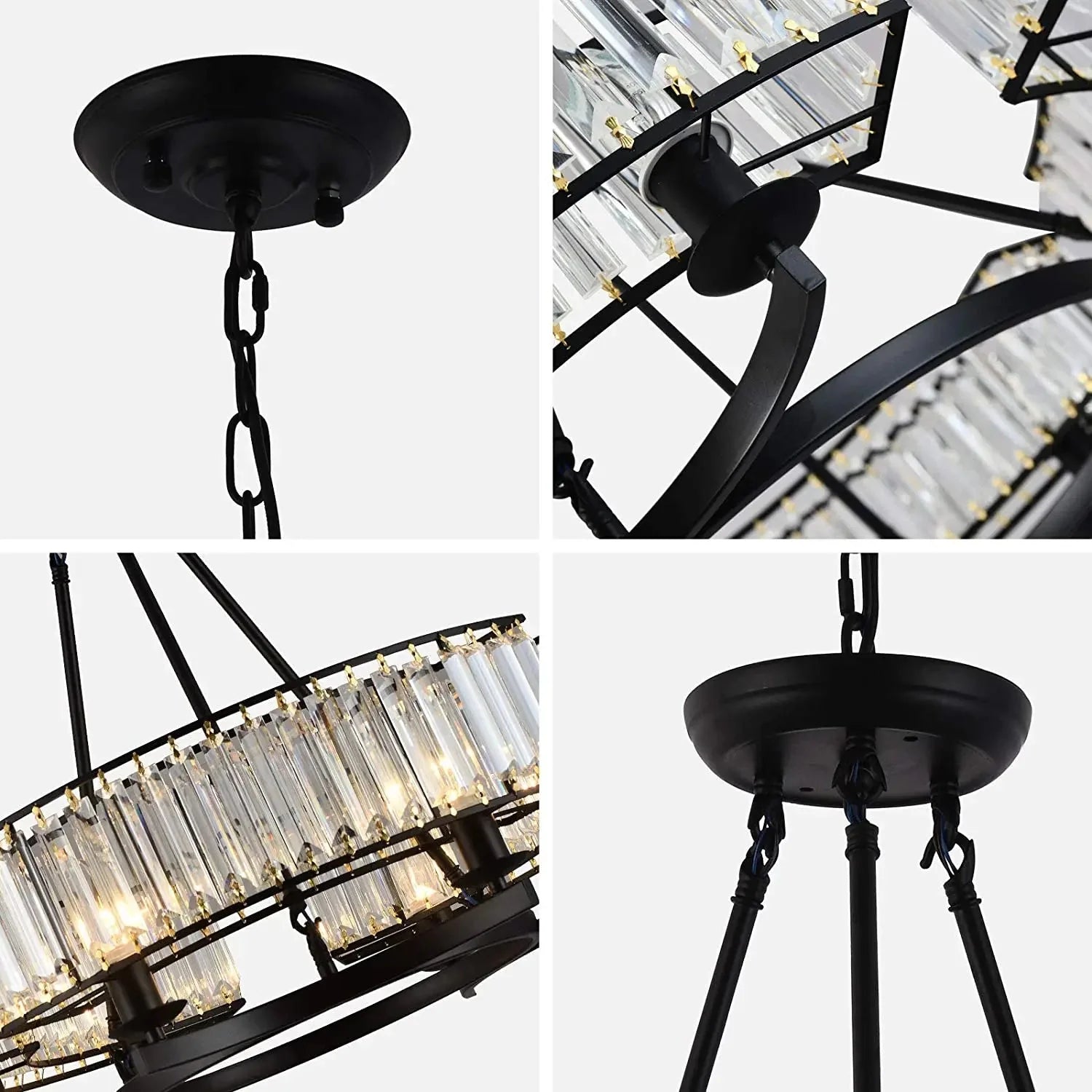 Alis Black Crystal Pendant Chandelier - Bling Lighting Studio