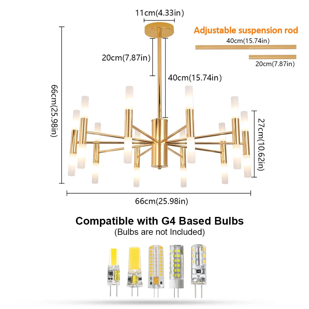 Alissa 20-Light Modern Golden Sputnik Chandelier - Bling Lighting Studio