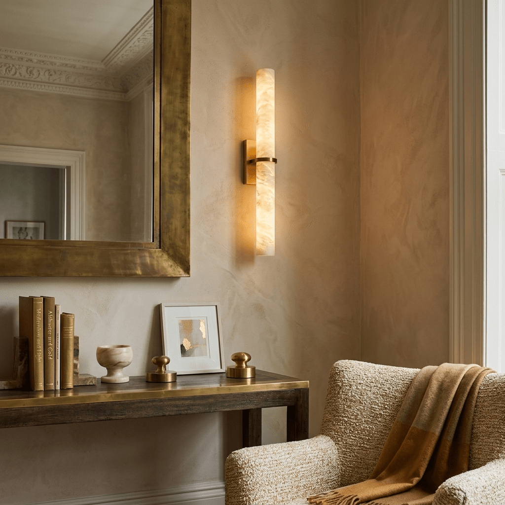 Aluna Alabaster Bar Wall Light by Bling Lighting Studio