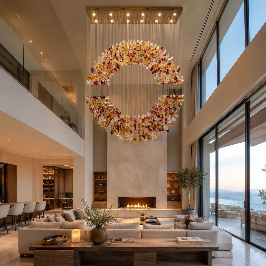 Amber Crystal Halo Chandelier by Bling Lighting Studio
