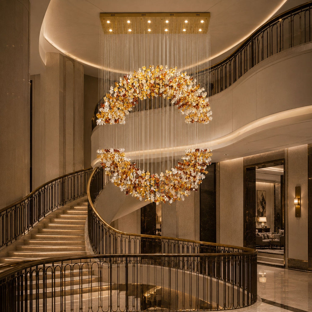 Amber Crystal Halo Chandelier by Bling Lighting Studio