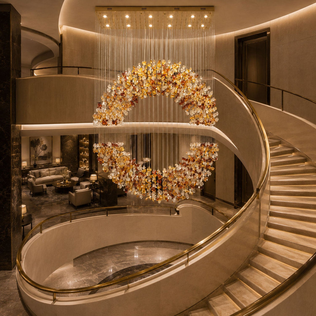 Amber Crystal Halo Chandelier by Bling Lighting Studio