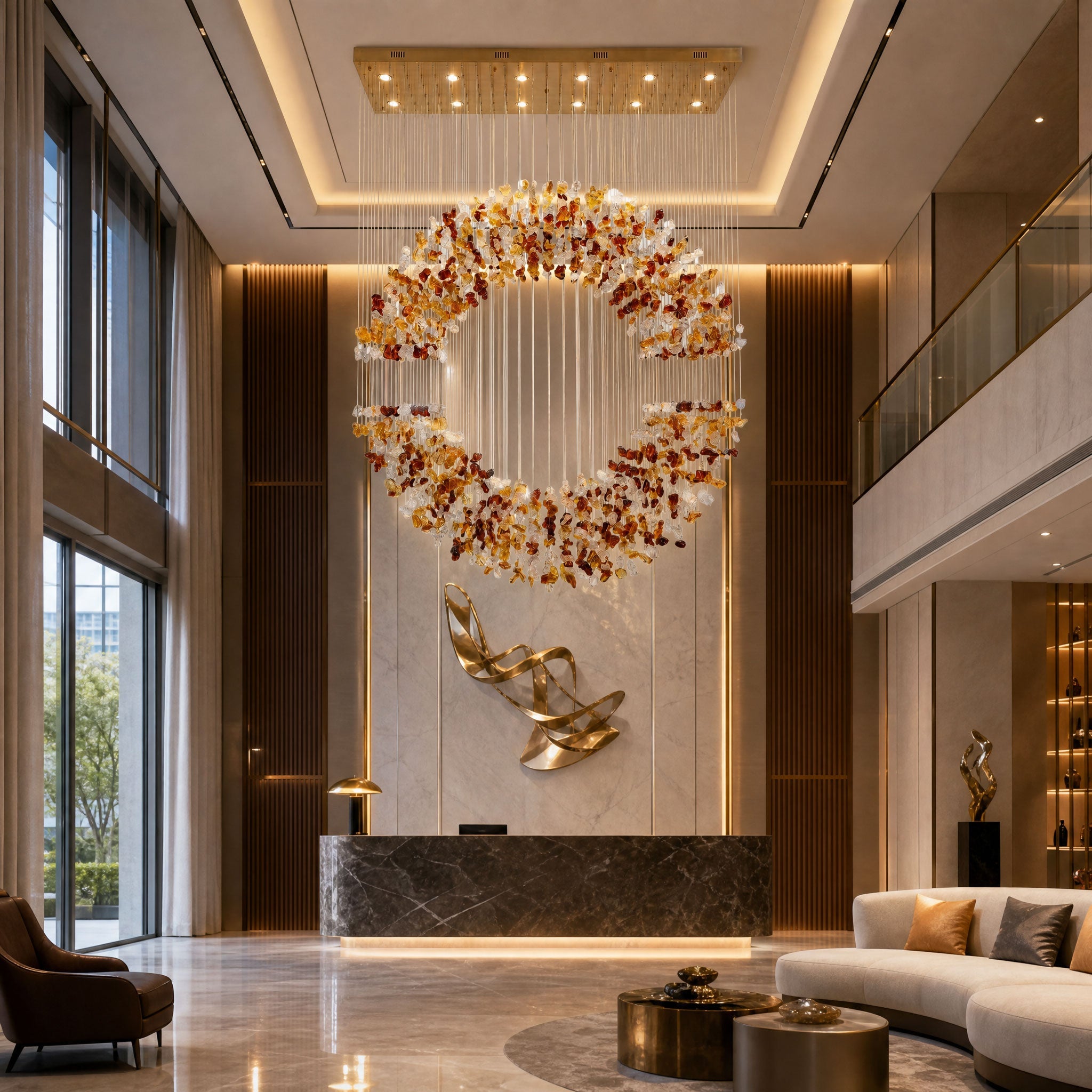 Amber Crystal Halo Chandelier by Bling Lighting Studio
