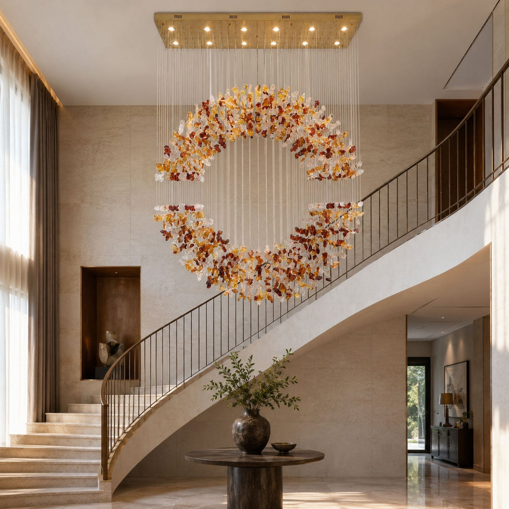 Amber Crystal Halo Chandelier by Bling Lighting Studio