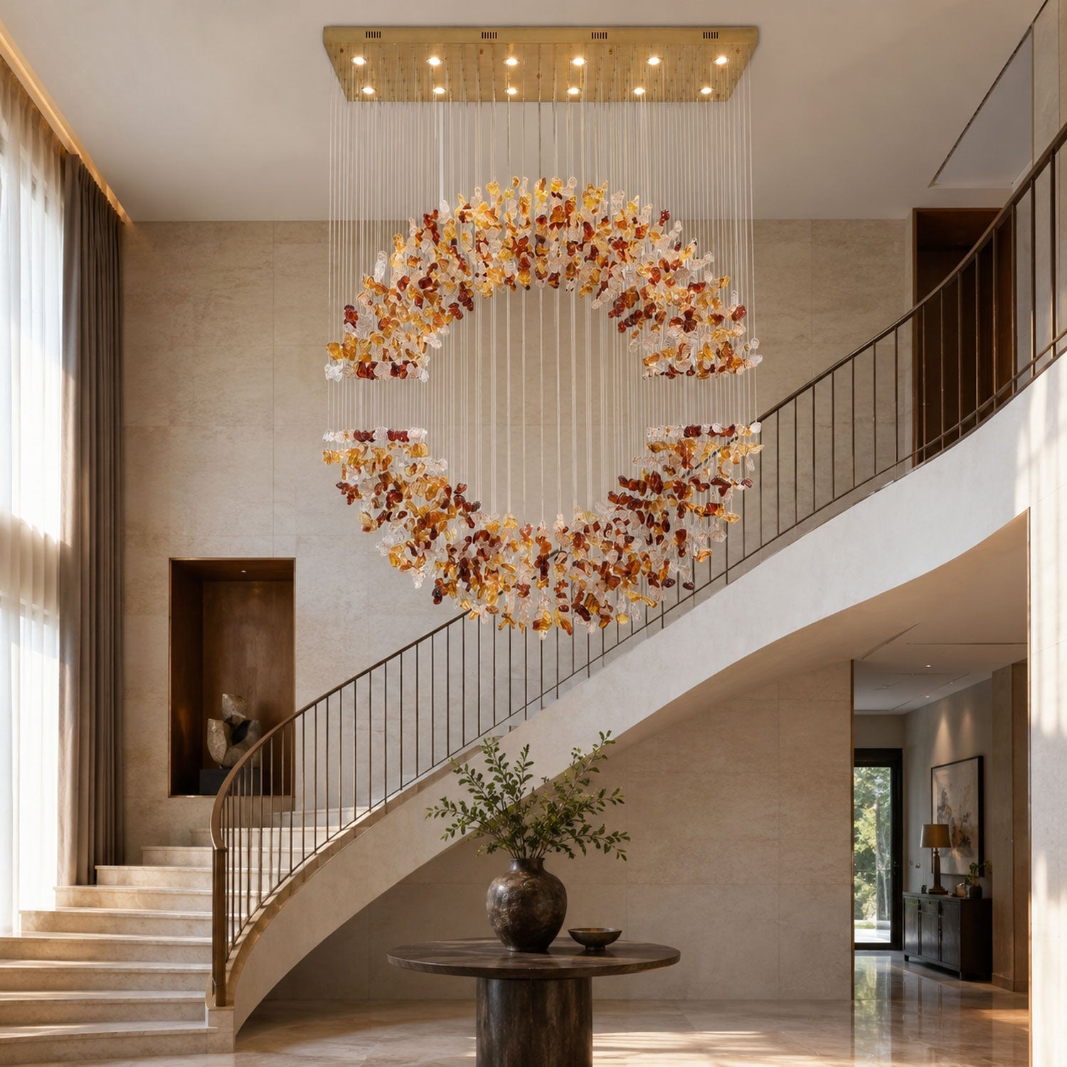 Amber Crystal Halo Chandelier by Bling Lighting Studio
