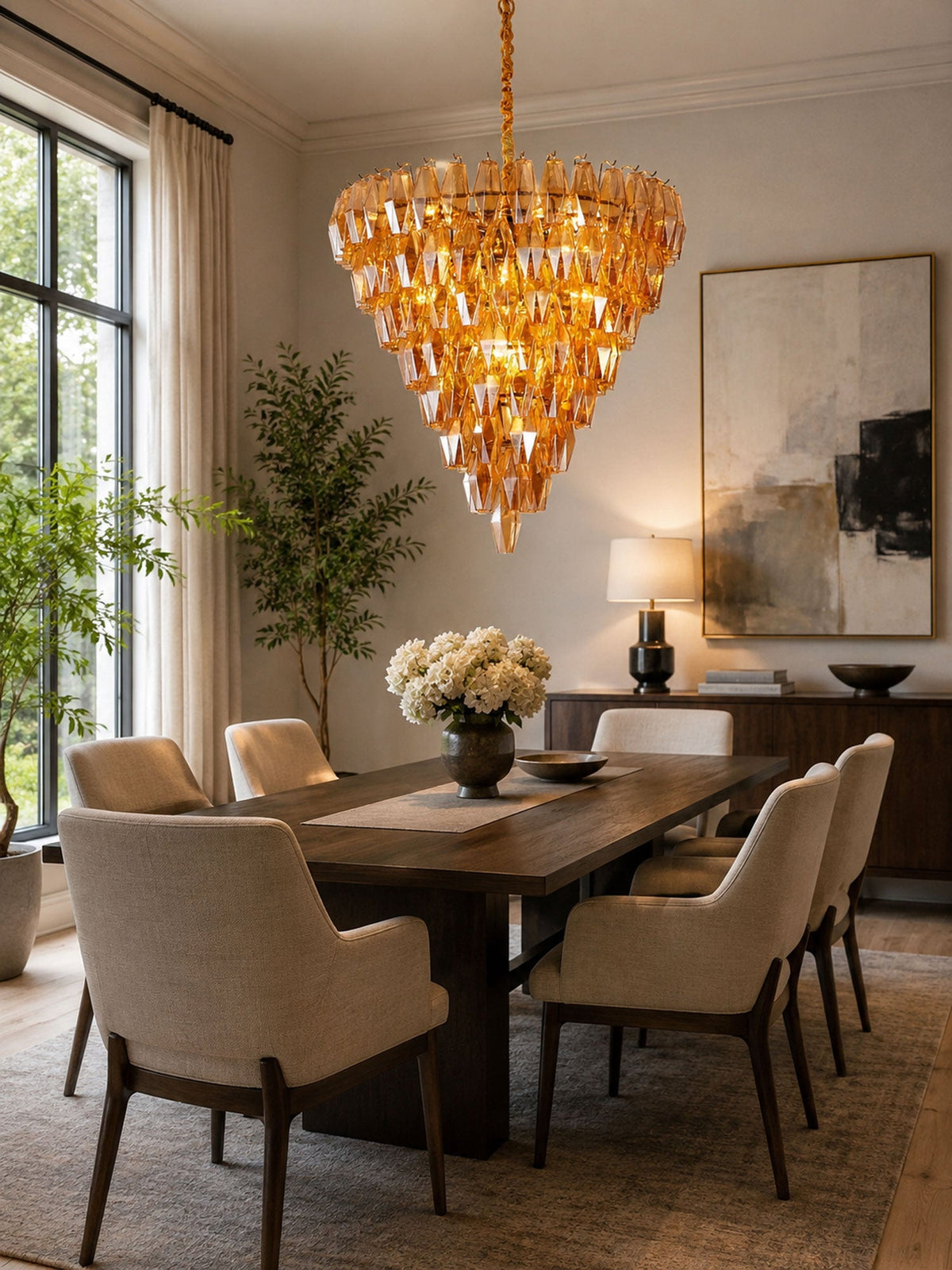 Amber Empire Chandelier chandelier in a tall interior