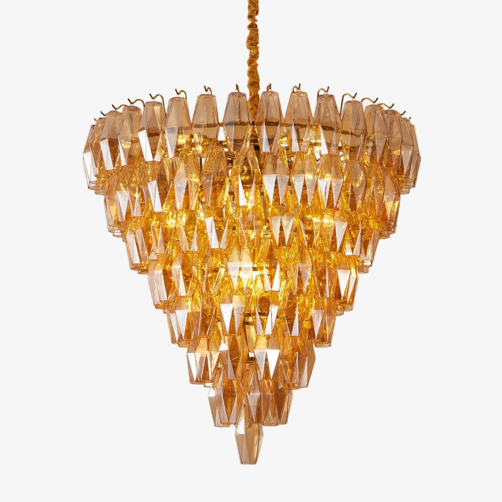 Luxury Murano Poliedri Amber Empire Chandelier by Bling Lighting Studio