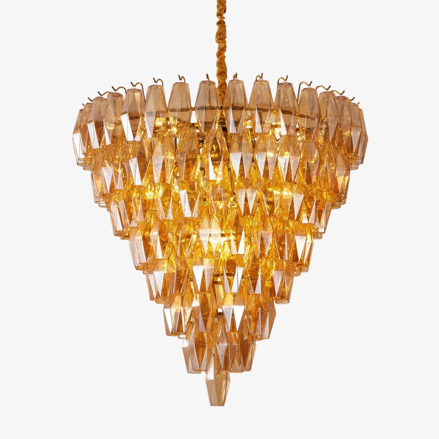 Luxury Murano Poliedri Amber Empire Chandelier by Bling Lighting Studio