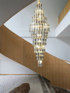 Anita Luxury Crystal Staircase Long Chandelier for high ceiling staircase and foyer lighting