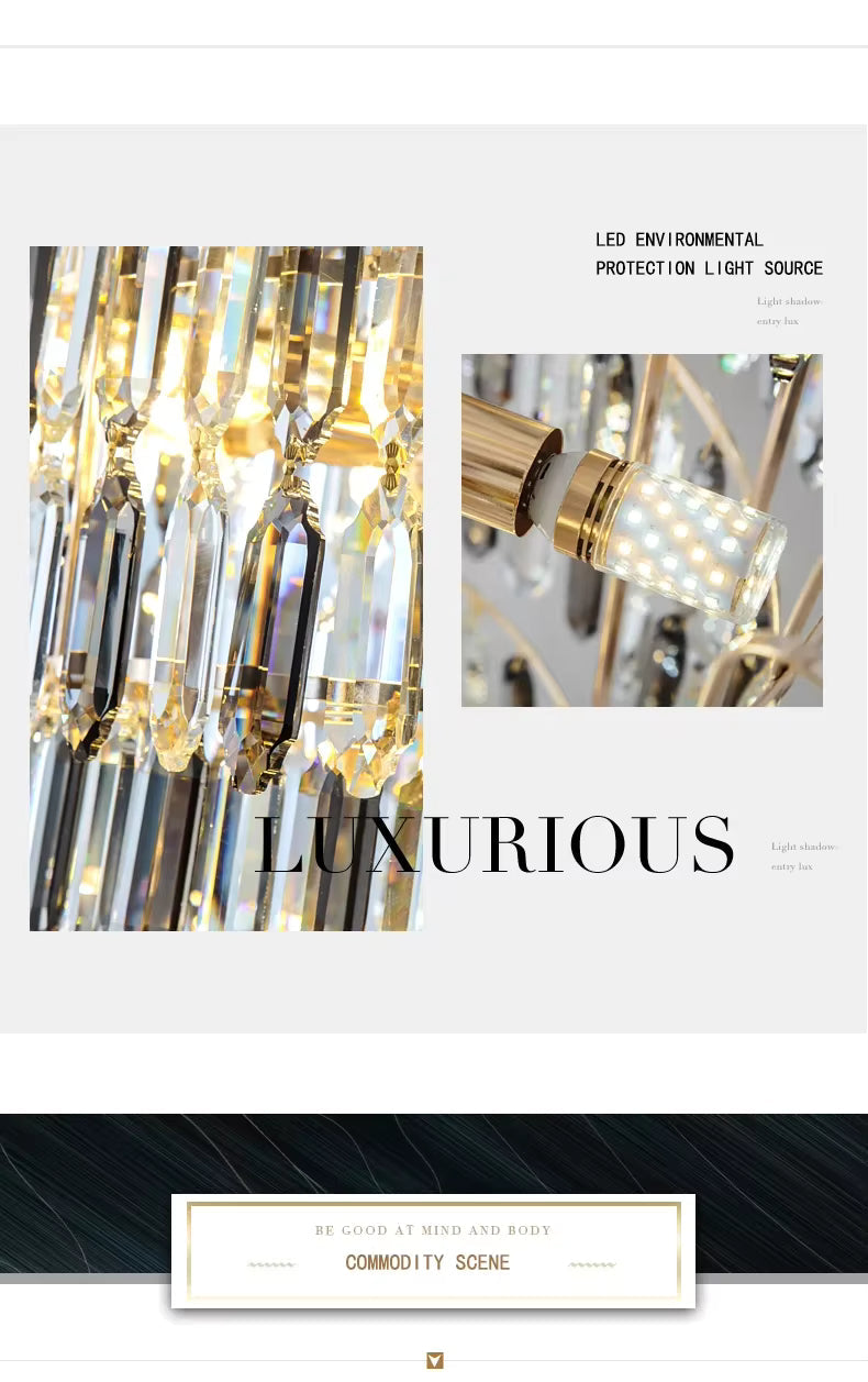 Anita Luxury Crystal Staircase Long Chandelier for high ceiling staircase and foyer lighting