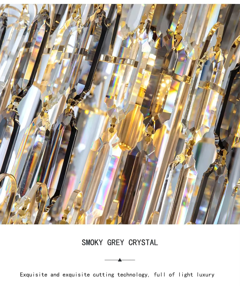 Anita Luxury Crystal Staircase Long Chandelier for high ceiling staircase and foyer lighting