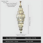 Anita Luxury Crystal Staircase Long Chandelier for high ceiling staircase and foyer lighting