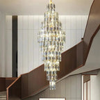 Anita Luxury Crystal Staircase Long Chandelier for high ceiling staircase and foyer lighting