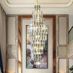Anita Luxury Crystal Staircase Long Chandelier for high ceiling staircase and foyer lighting