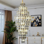 Anita Luxury Crystal Staircase Long Chandelier for high ceiling staircase and foyer lighting