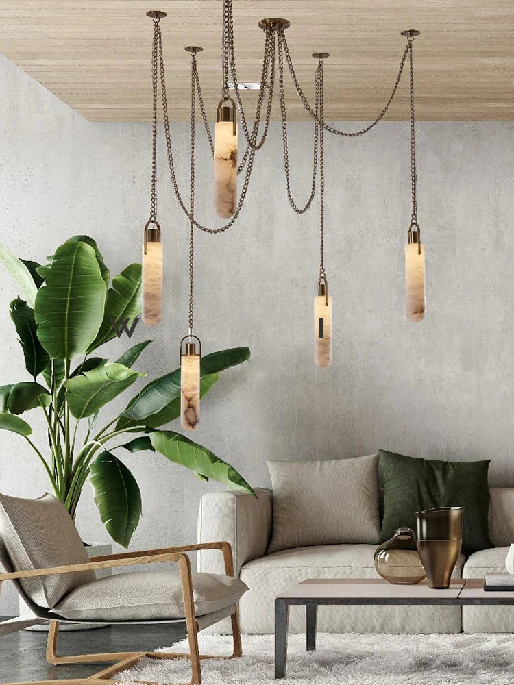 Anx Marble Ceiling Light for high ceiling staircase and foyer lighting