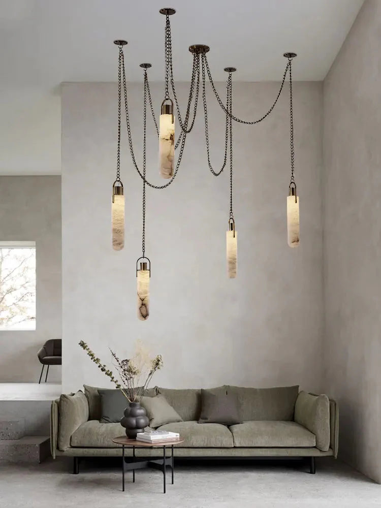 Anx Marble Ceiling Light for high ceiling staircase and foyer lighting
