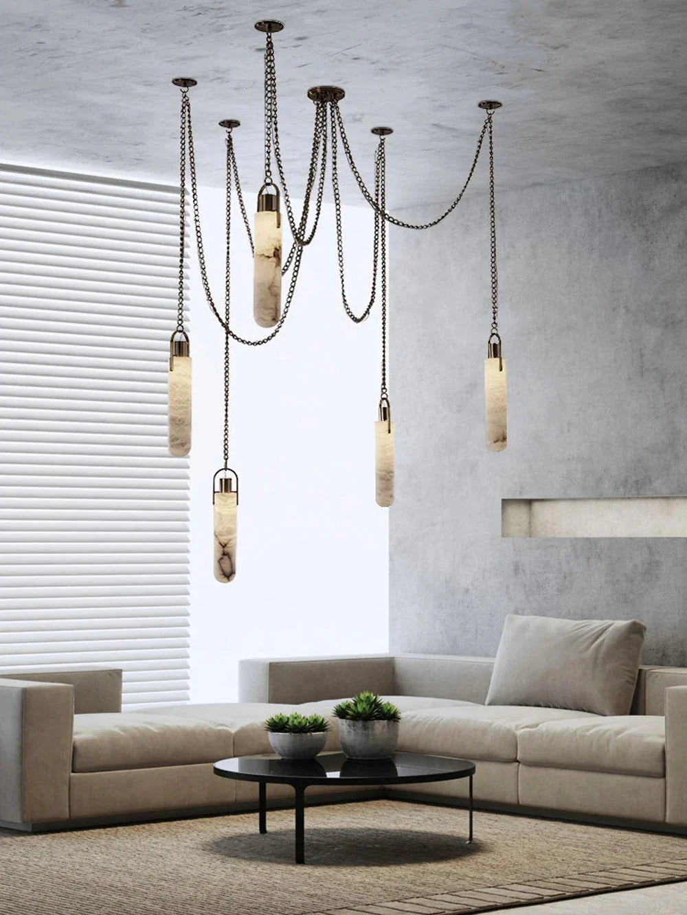 Anx Marble Ceiling Light for high ceiling staircase and foyer lighting