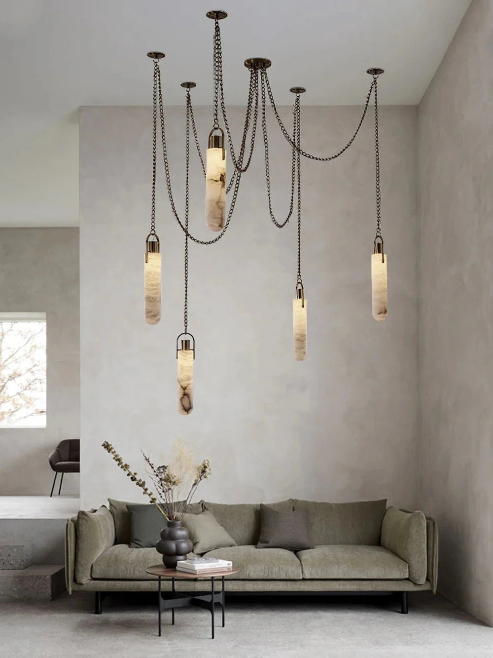 Anx Marble Ceiling Light for high ceiling staircase and foyer lighting