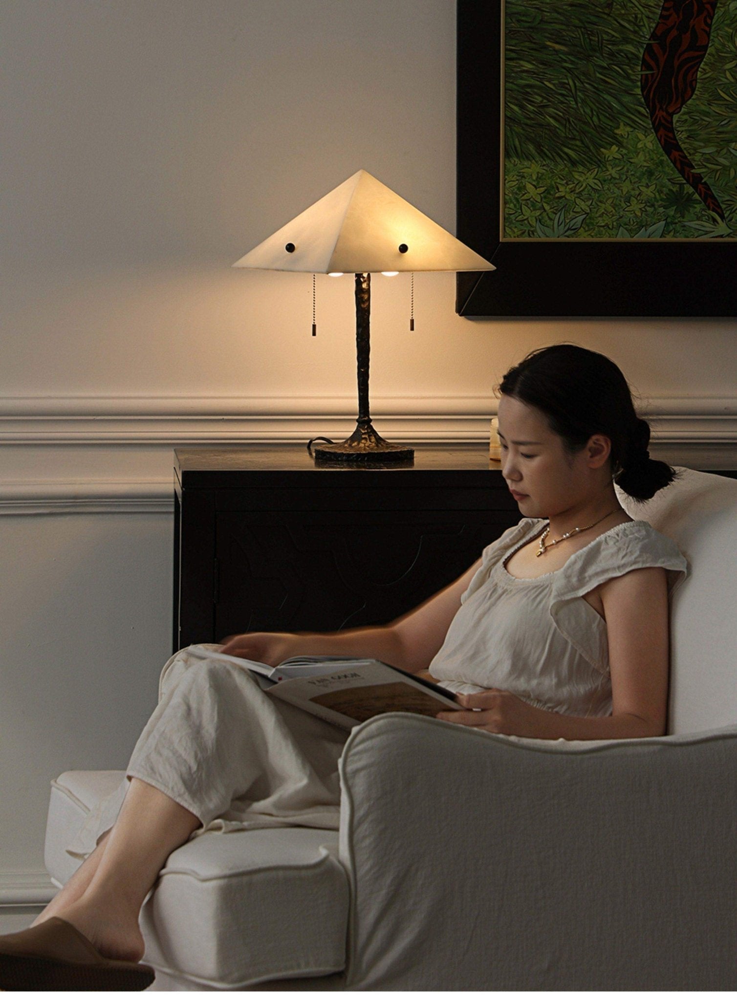 Apex Alabaster Prism Table Lamp by Bling Lighting Studio