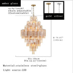 Arcdeco Large Glass Chandelier for high ceiling staircase and foyer lighting
