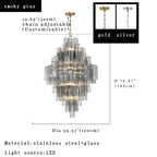 Arcdeco Large Glass Chandelier for high ceiling staircase and foyer lighting