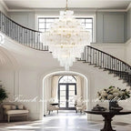 Arcdeco Large Glass Chandelier for high ceiling staircase and foyer lighting