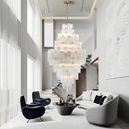 Arcdeco Large Glass Chandelier for high ceiling staircase and foyer lighting