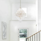 Arcdeco Large Glass Chandelier for high ceiling staircase and foyer lighting