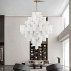 Arcdeco Large Glass Chandelier for high ceiling staircase and foyer lighting