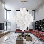 Arcdeco Large Glass Chandelier for high ceiling staircase and foyer lighting
