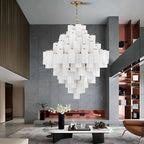 Arcdeco Large Glass Chandelier for high ceiling staircase and foyer lighting