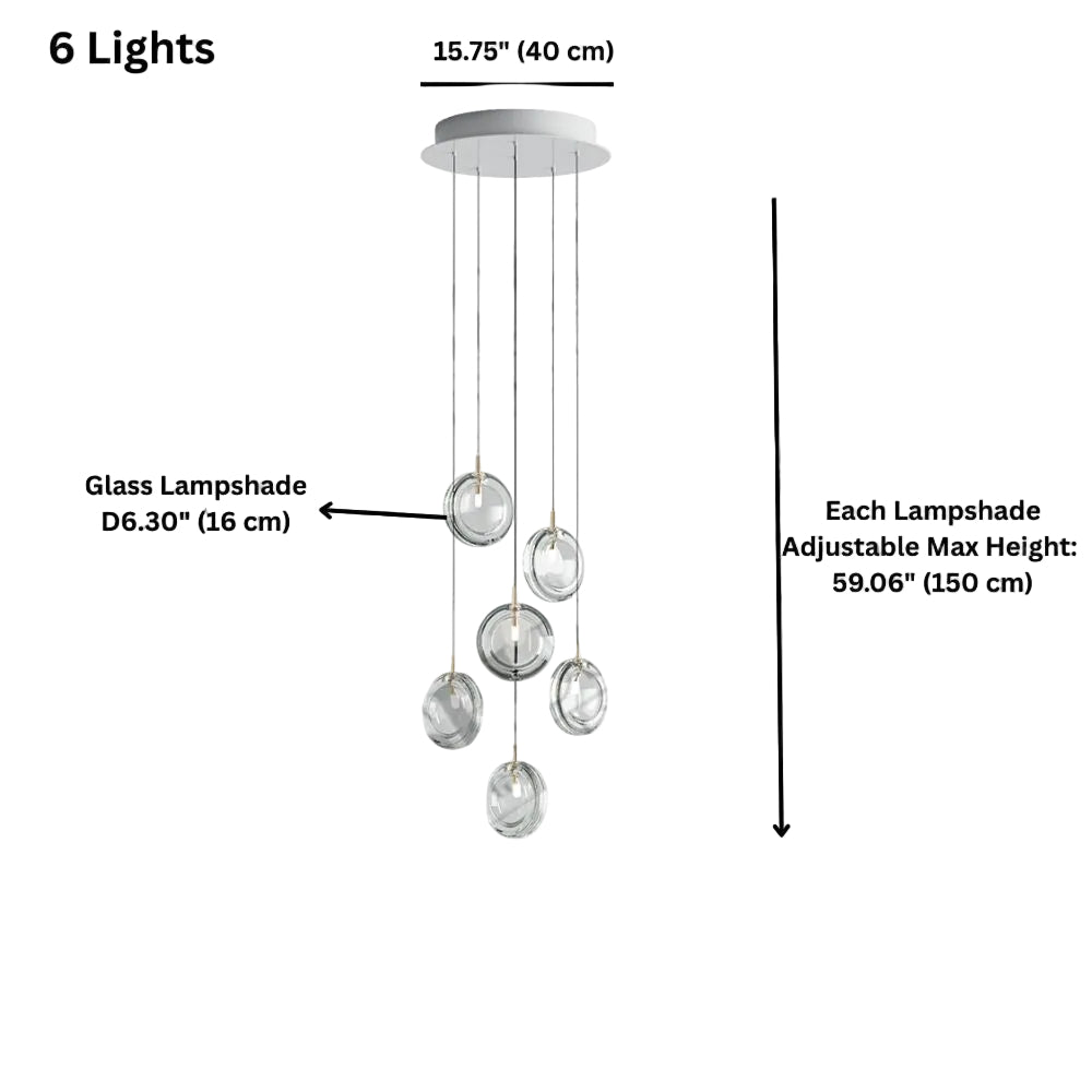 Arcli Contemporary Glass Cluster Chandelier for high ceiling staircase and foyer lighting