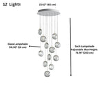 Arcli Contemporary Glass Cluster Chandelier for high ceiling staircase and foyer lighting