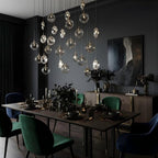 Arcli Contemporary Glass Cluster Chandelier for high ceiling staircase and foyer lighting