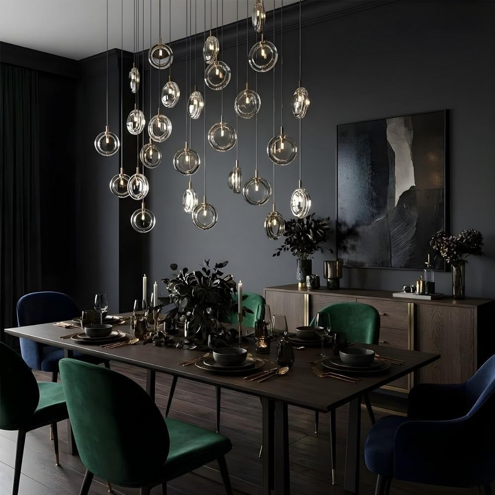 Arcli Contemporary Glass Cluster Chandelier for high ceiling staircase and foyer lighting