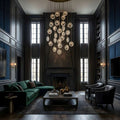 Arcli Contemporary Glass Cluster Chandelier for high ceiling staircase and foyer lighting