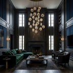 Arcli Contemporary Glass Cluster Chandelier for high ceiling staircase and foyer lighting